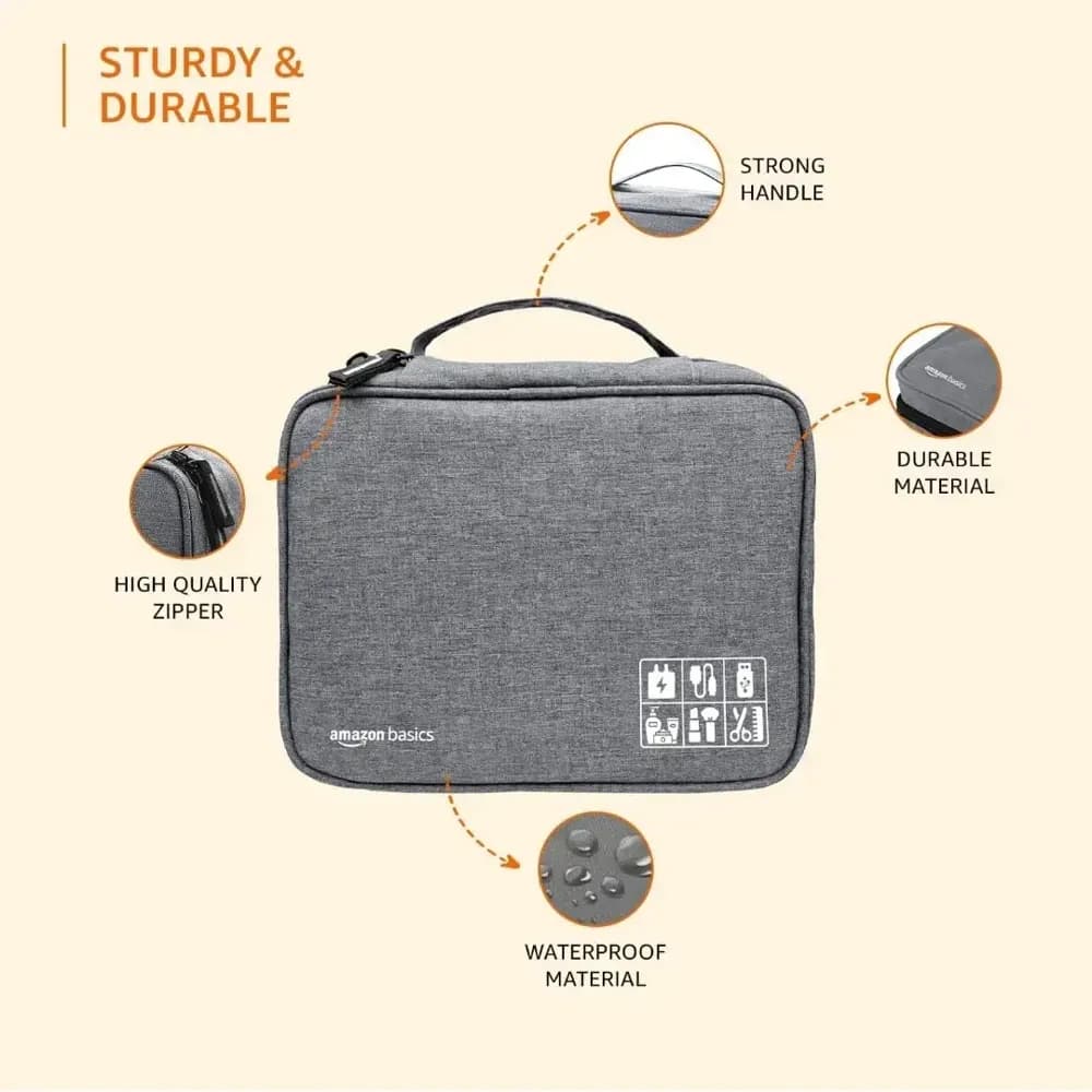 amazon basics Travel Organiser for Electronic Accessories, Flexible Padded — view 3