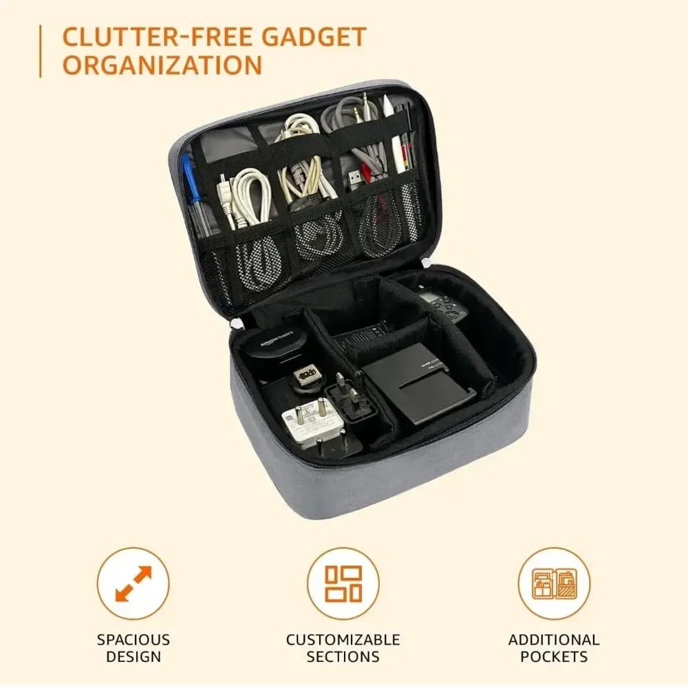 amazon basics Travel Organiser for Electronic Accessories, Flexible Padded — view 4