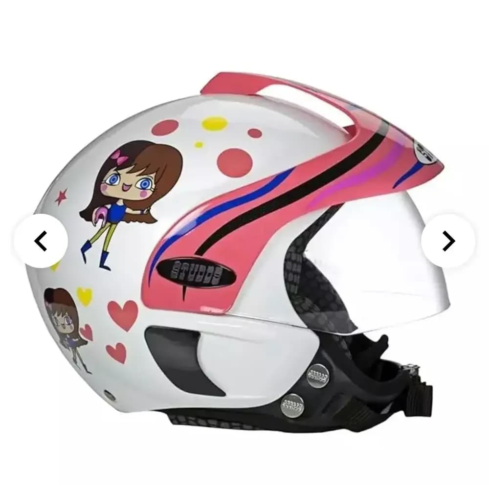 Studds Marshall D1 Open Face Helmet Helmet (Boy's, White Blue,/Pink XS) — view 3